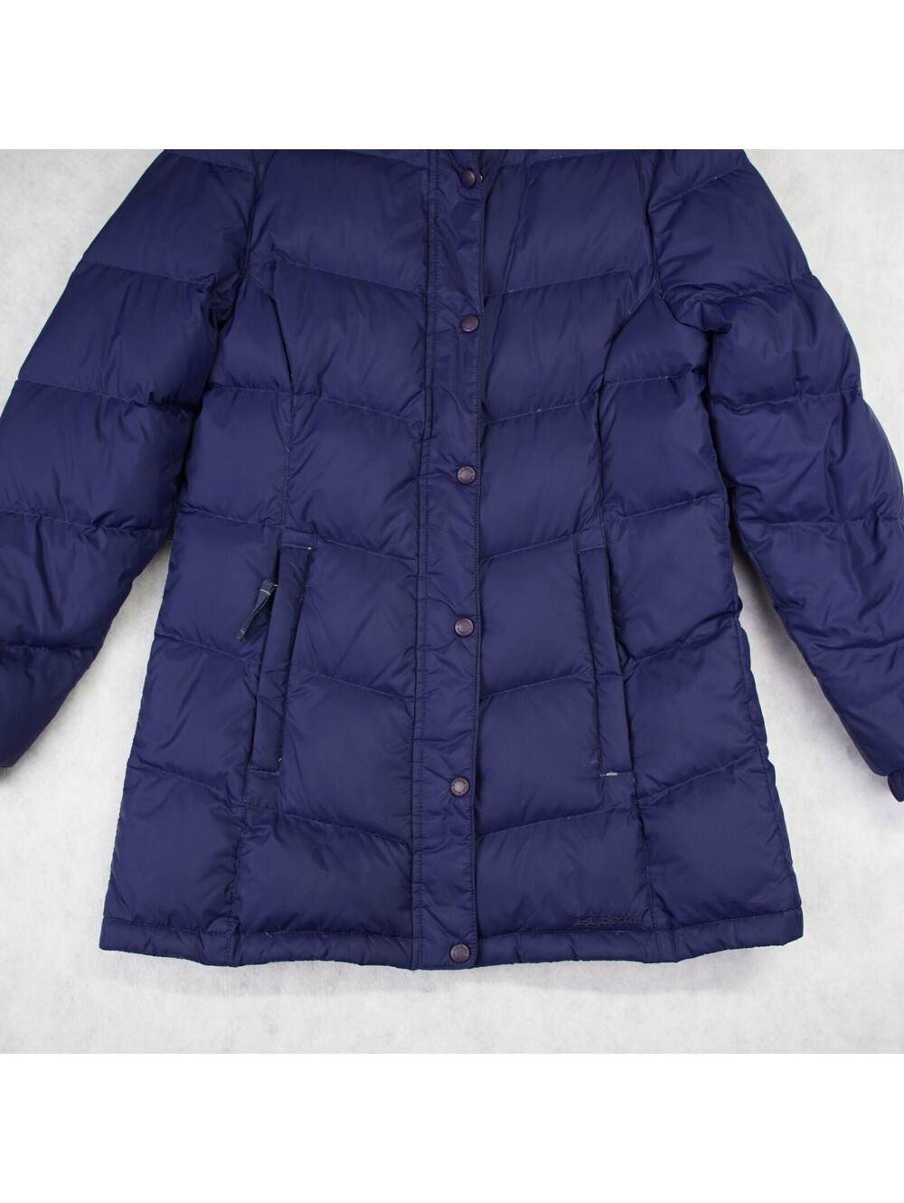 L.L. Bean Women’s Quilted Goose Down Puffer Jacket Sz S Navy Warm Outdoor Coat - Picture 6 of 15